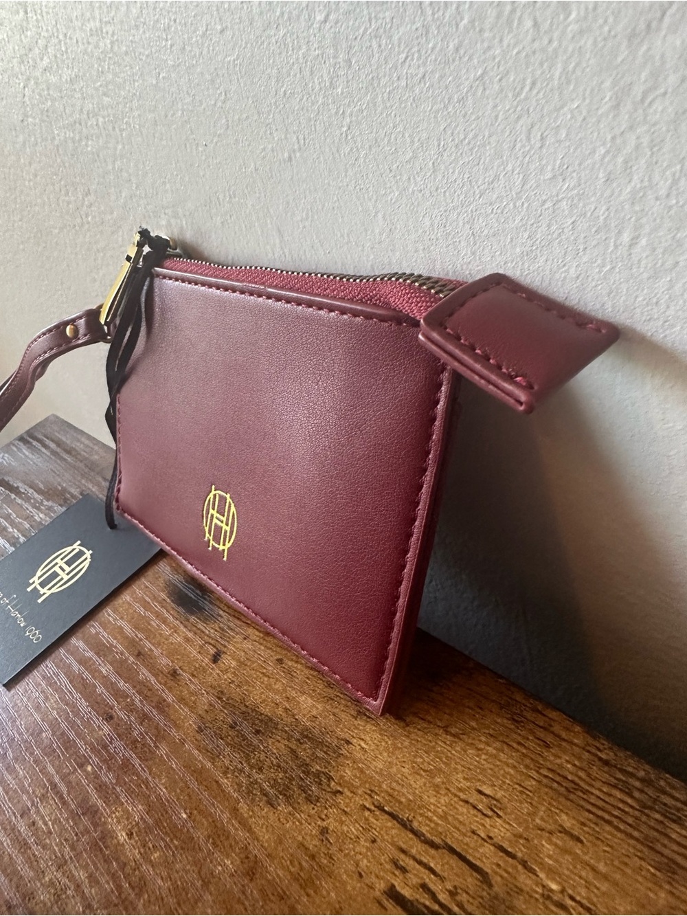 House of Harlow 1960 Red Faux Leather Zip Card Case Wallet Wristlet New With Tag - Picture 2 of 6